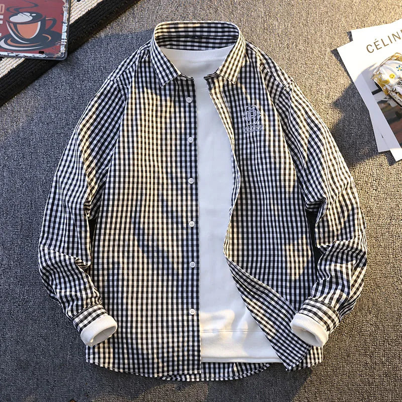 Vinthentic Men's Casual Long Sleeve Plaid Flannel Shirt