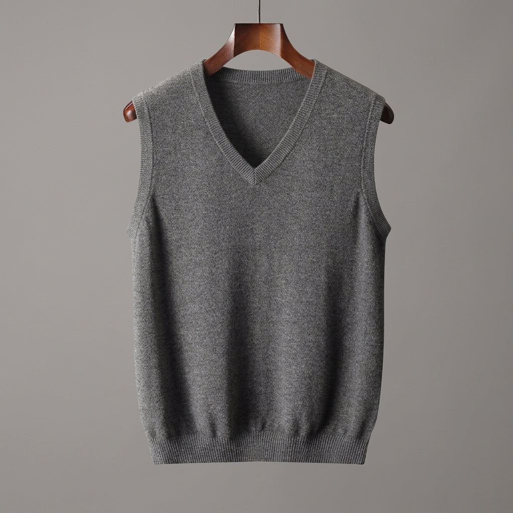Camisola de malha sem mangas com decote em V