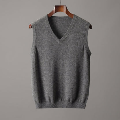 Camisola de malha sem mangas com decote em V