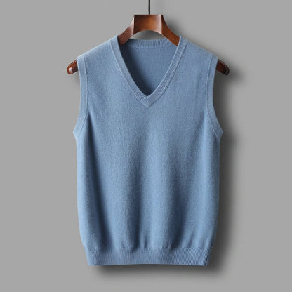 Camisola de malha sem mangas com decote em V
