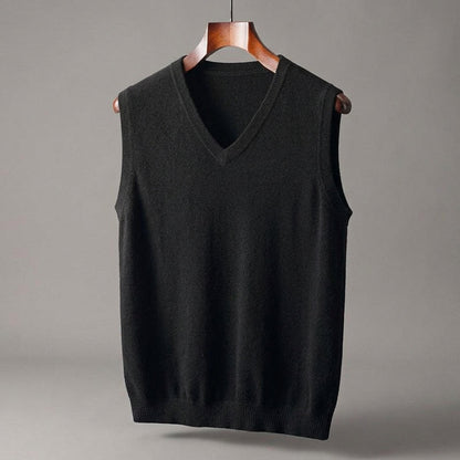 Camisola de malha sem mangas com decote em V