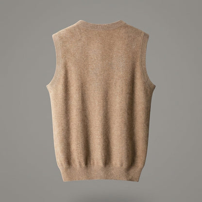 Camisola de malha sem mangas com decote em V
