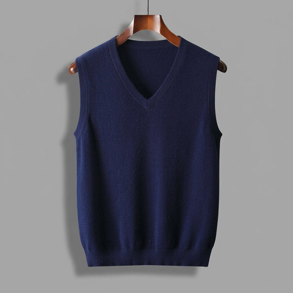Camisola de malha sem mangas com decote em V