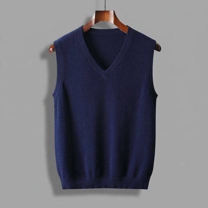 Camisola de malha sem mangas com decote em V