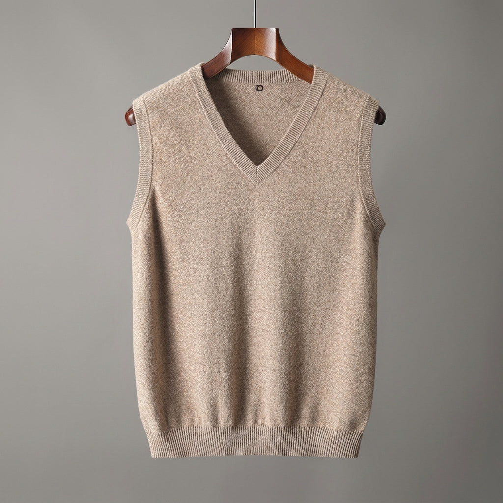 Camisola de malha sem mangas com decote em V
