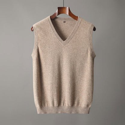 Camisola de malha sem mangas com decote em V