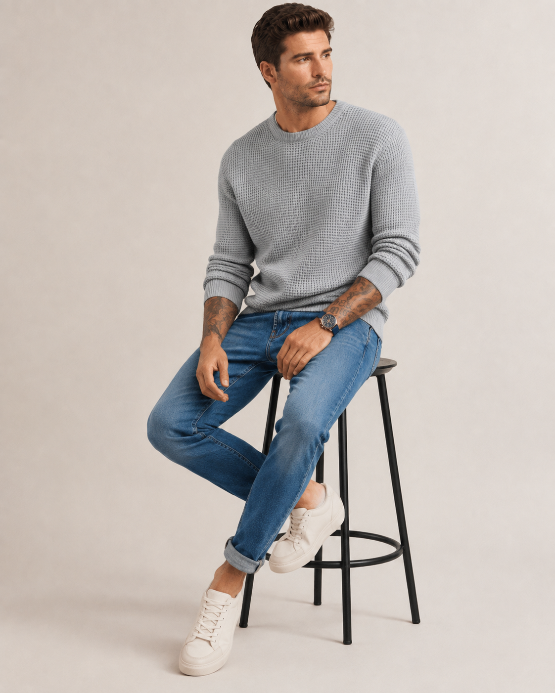 Structured Knit Long Sleeve Pullover