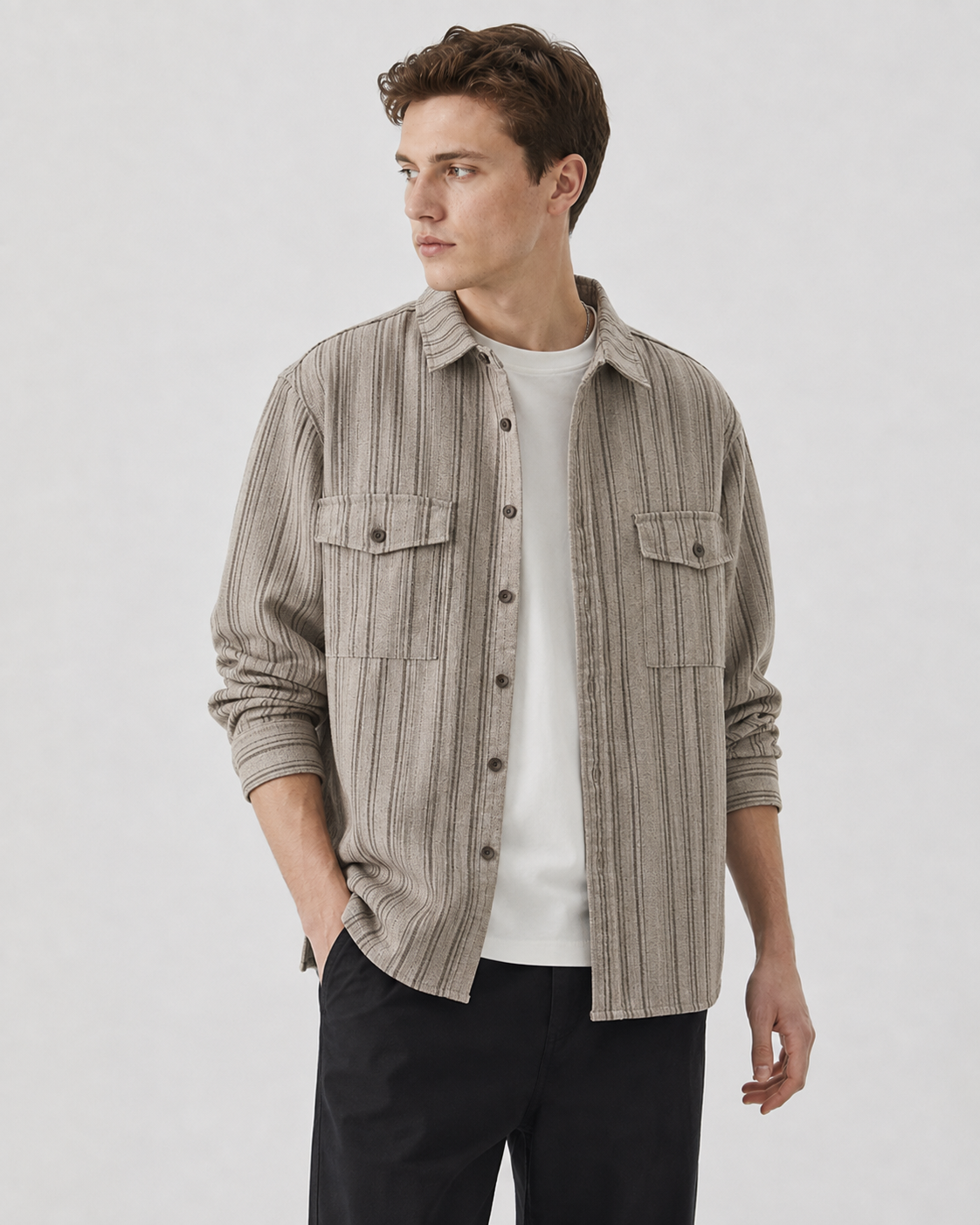 Sobrecamisa texturizada con botones
