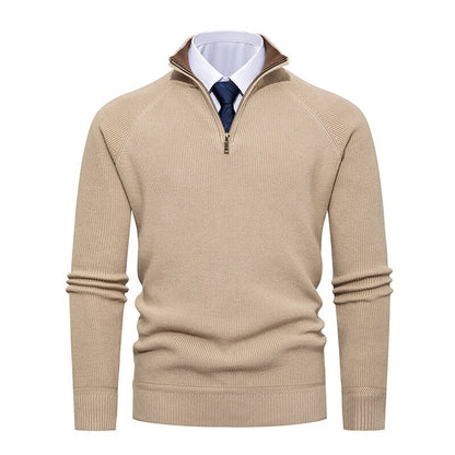 Men's Fine Ribbed Knit Half-Zip Sweater