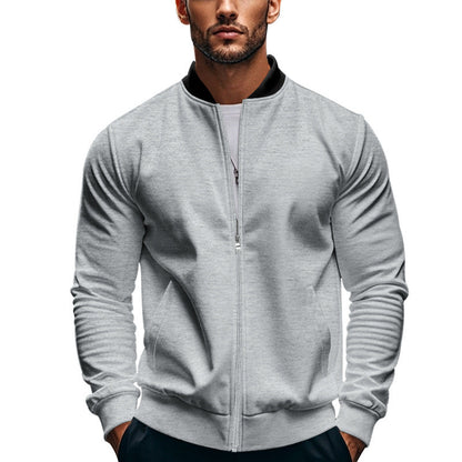 Chaqueta bomber entallada para hombre con cremallera y cuello mao