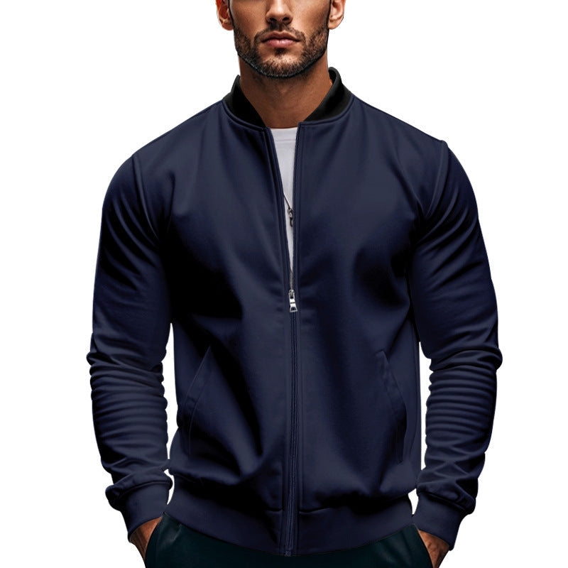 Chaqueta bomber entallada para hombre con cremallera y cuello mao