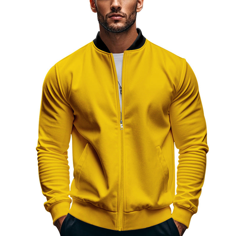 Chaqueta bomber entallada para hombre con cremallera y cuello mao