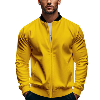 Chaqueta bomber entallada para hombre con cremallera y cuello mao
