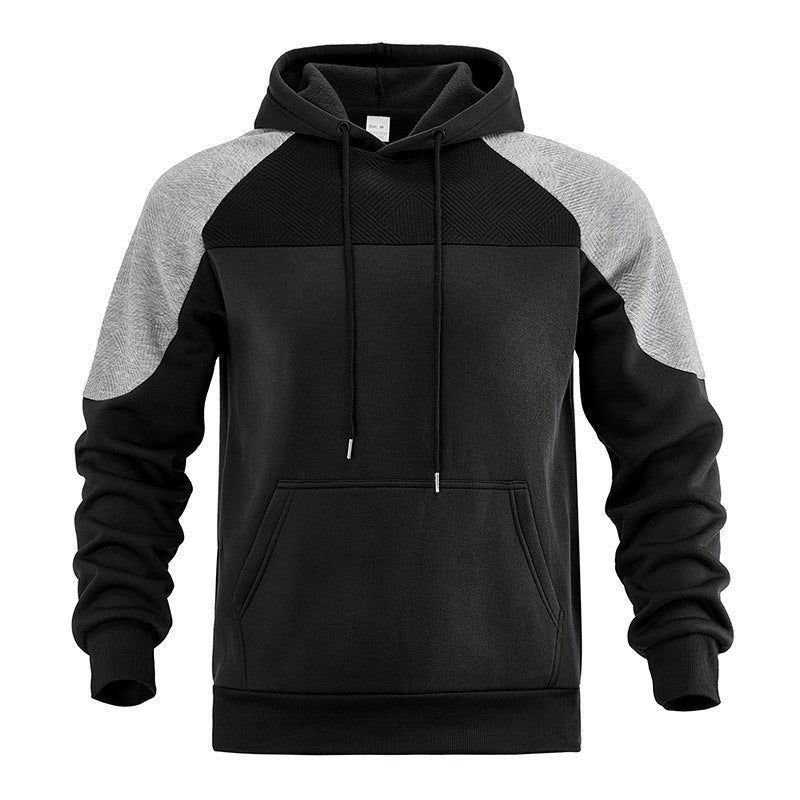 Hoodie til mænd med tekstureret kontrastpanel