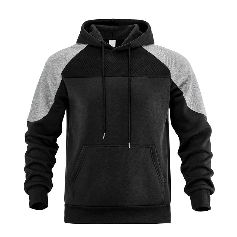 Hoodie til mænd med tekstureret kontrastpanel