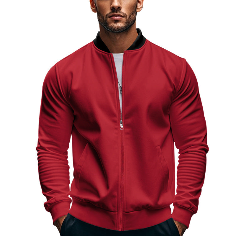 Chaqueta bomber entallada para hombre con cremallera y cuello mao