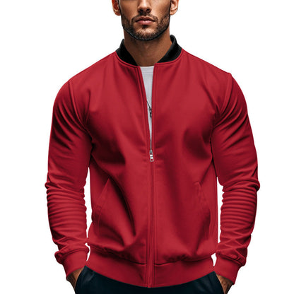 Chaqueta bomber entallada para hombre con cremallera y cuello mao
