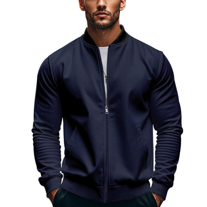 Chaqueta bomber entallada para hombre con cremallera y cuello mao