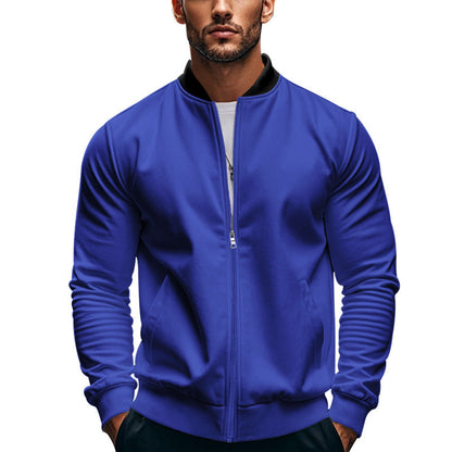 Chaqueta bomber entallada para hombre con cremallera y cuello mao