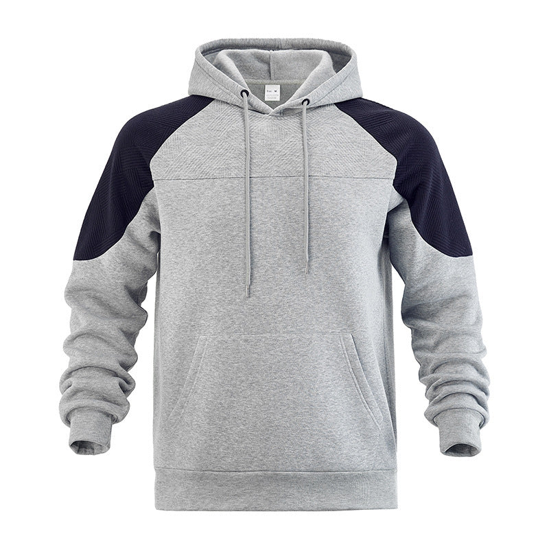 Hoodie til mænd med tekstureret kontrastpanel