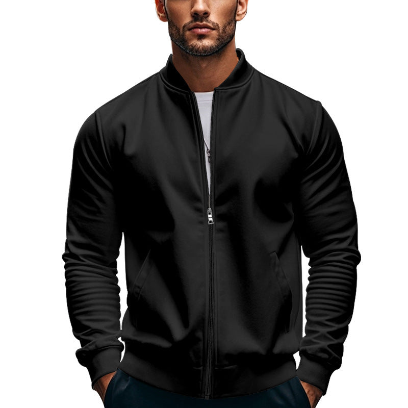 Chaqueta bomber entallada para hombre con cremallera y cuello mao