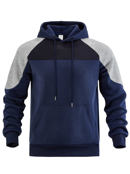 Hoodie til mænd med tekstureret kontrastpanel