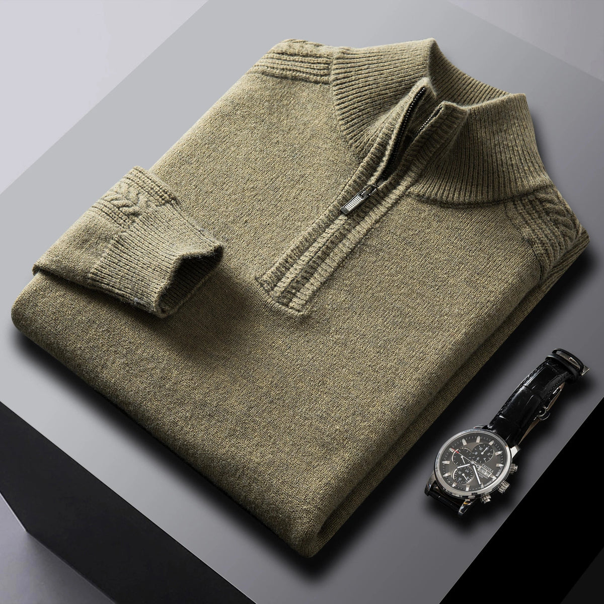 Filippo Lippi Kaschmirpullover mit Reißverschlusskragen