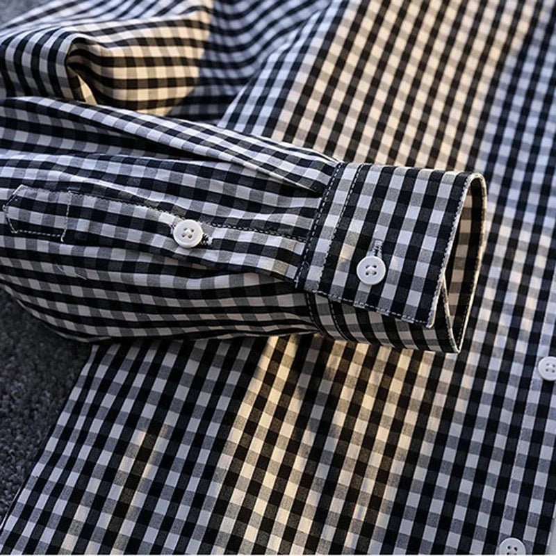 Vinthentic Men's Casual Long Sleeve Plaid Flannel Shirt