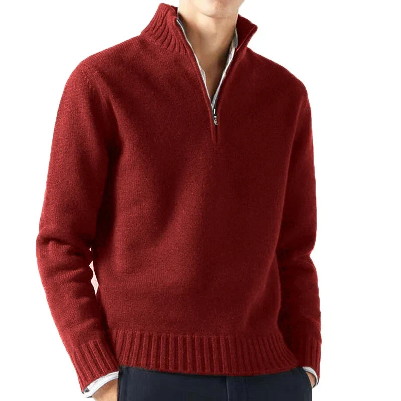 Maglione dolcevita in maglia da uomo con mezza cerniera Leo Gatti