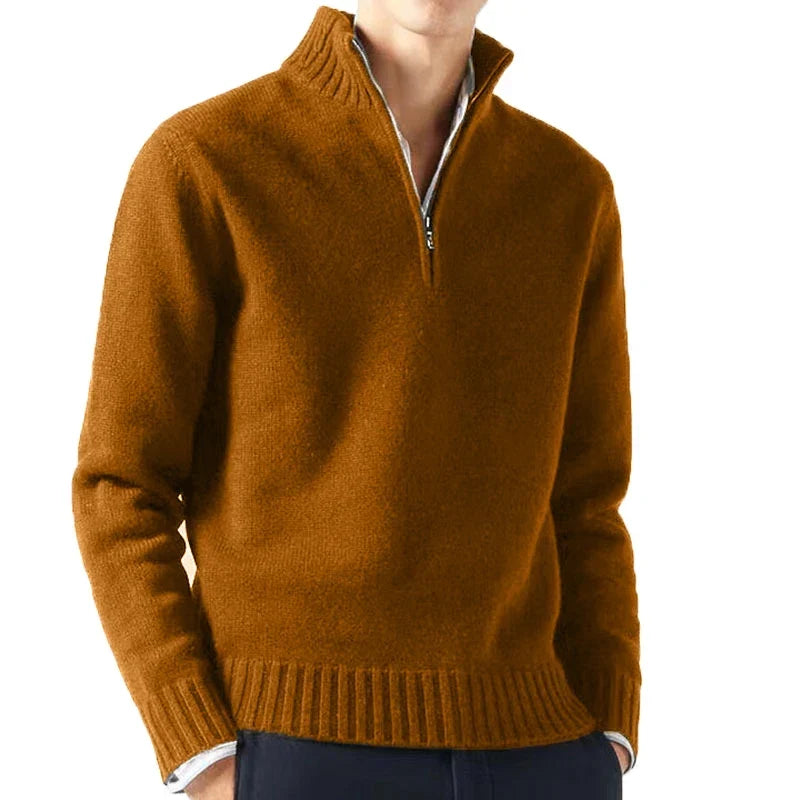 Maglione dolcevita in maglia da uomo con mezza cerniera Leo Gatti