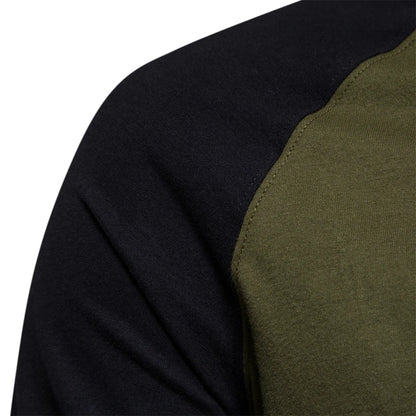 Gio Rota T-shirt til mænd med lange ærmer og patchwork - afslappet bomulds-T-shirt med rund hals