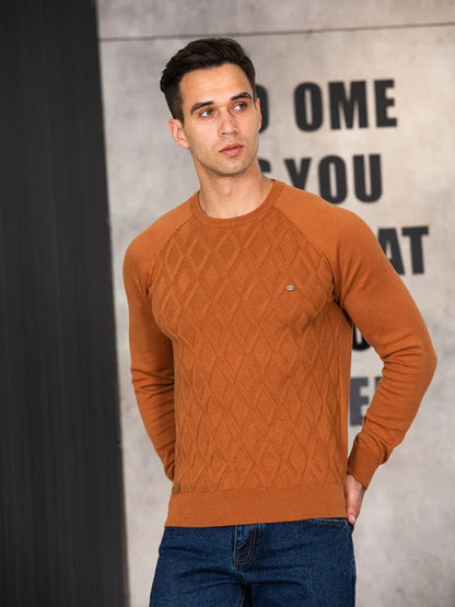 Dario Pini Men’s Argyle Knit O-Neck Sweater