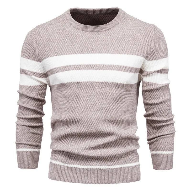 Męski dzianinowy sweter Paul Savin o dopasowanym kroju z okrągłym dekoltem