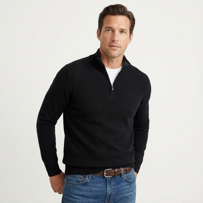 Maglione da uomo con mezza zip e collo alto