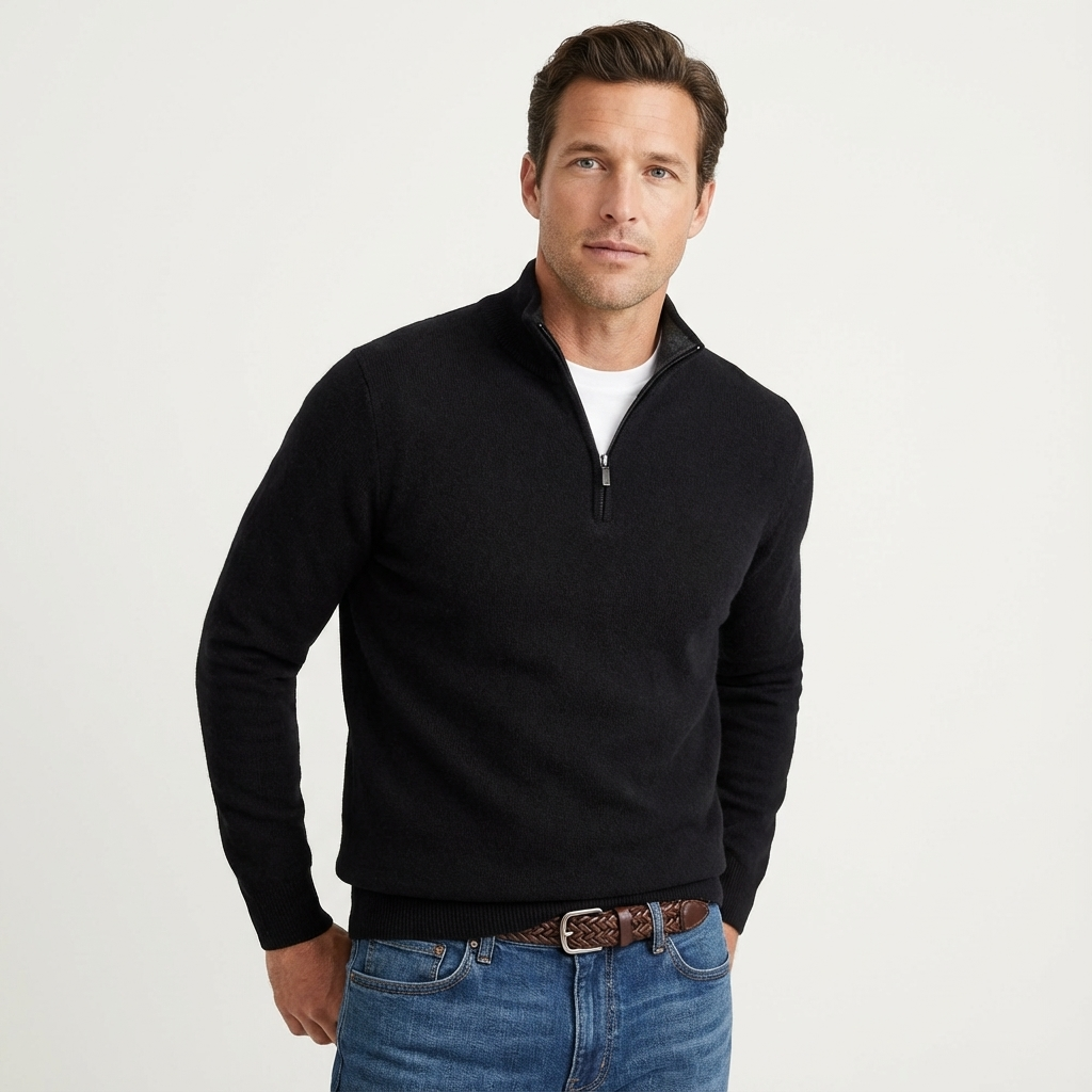 Maglione da uomo con mezza zip e collo alto