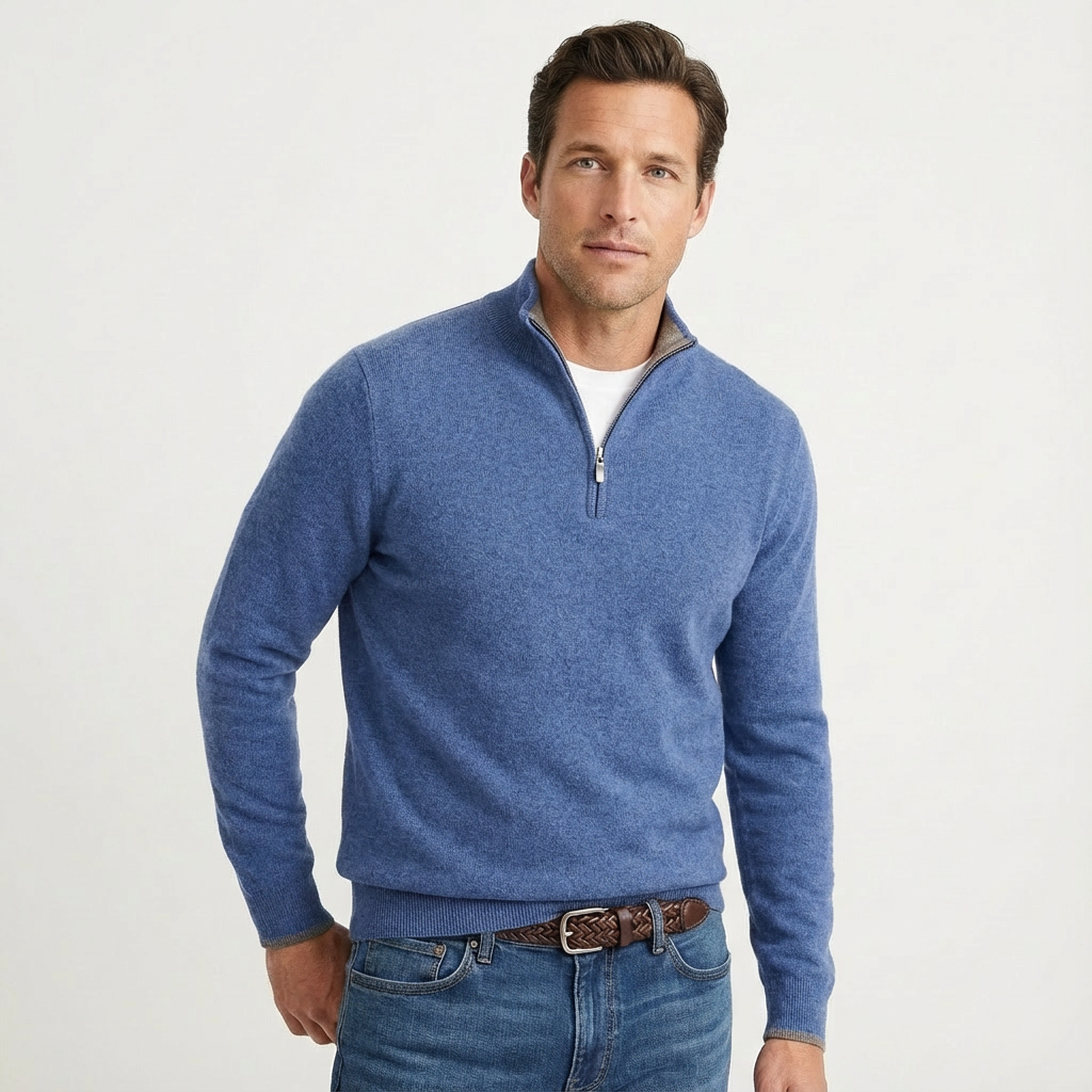 Maglione da uomo con mezza zip e collo alto