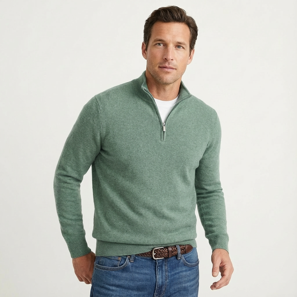 Maglione da uomo con mezza zip e collo alto