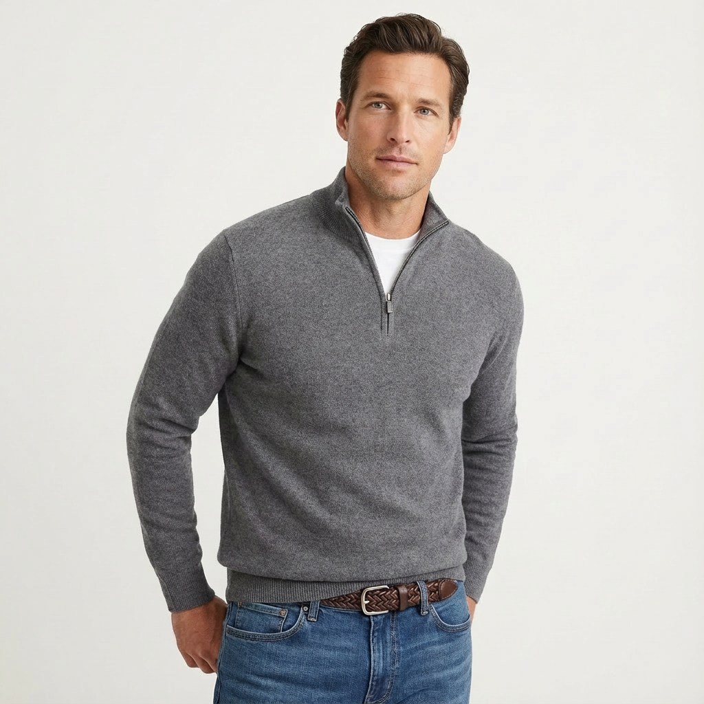 Maglione da uomo con mezza zip e collo alto