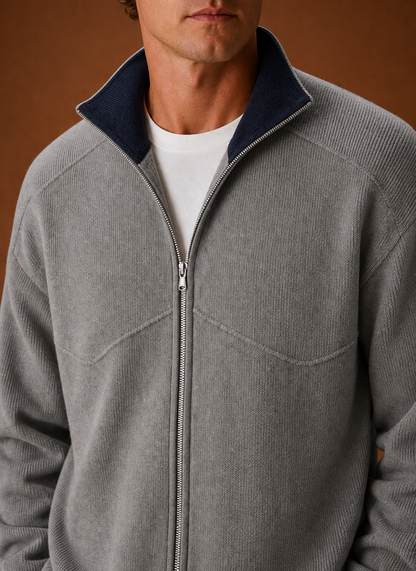 Chaqueta cárdigan de punto con cremallera completa para hombre