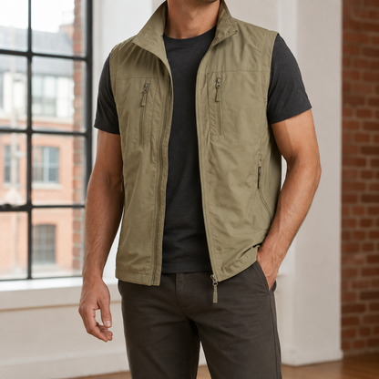 Let utility-vest i vævet stof