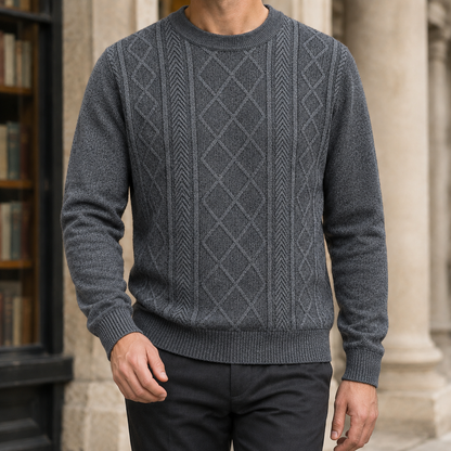 Textured Knit Crew Neck Sweater