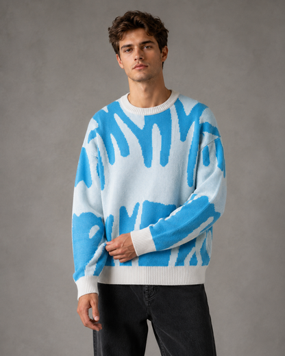 Men's Abstract Knit Drop Shoulder Sweater