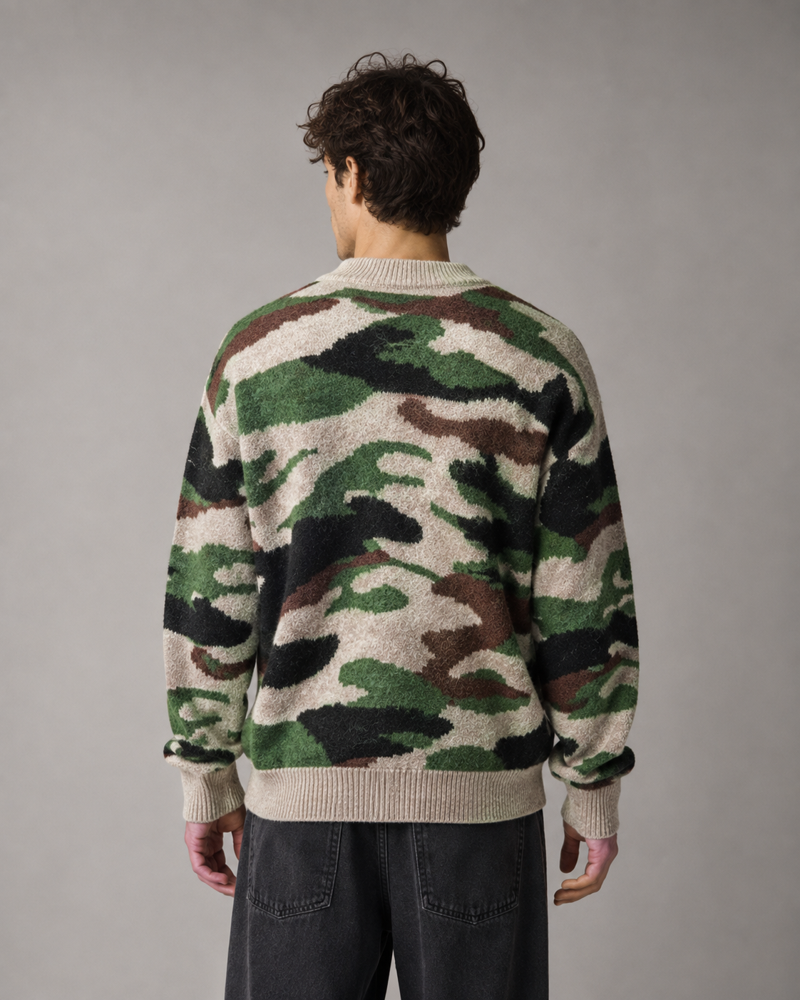 Maglione da uomo in maglia mimetica con girocollo