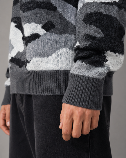 Maglione da uomo in maglia mimetica con girocollo