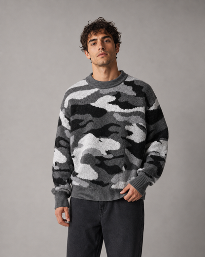 Maglione da uomo in maglia mimetica con girocollo