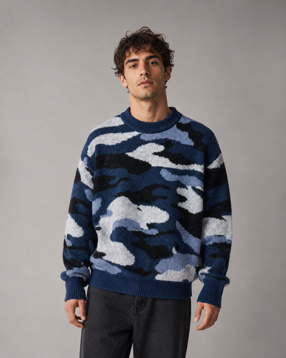 Maglione da uomo in maglia mimetica con girocollo